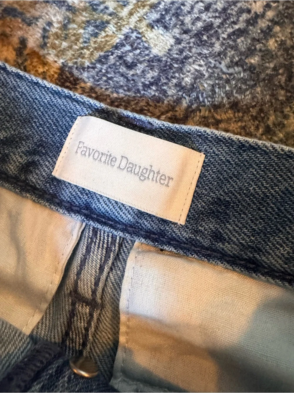 Favorite Daughter the Carly Shortie Blue Wide-Leg Cargo Jeans